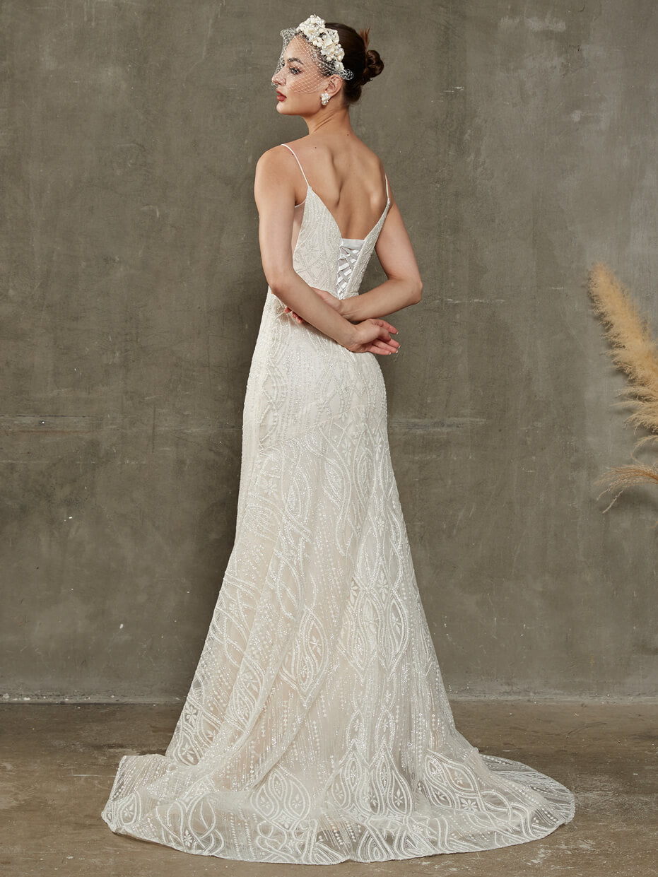Sparkling Convertible Off-Shoulder Mermaid Wedding Dress with Detachable Train - Elegant Bridal Gown for Beach, Church & Formal Weddings