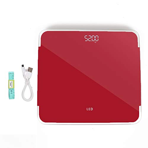Smart Digital Bathroom Scale - Highly Accurate Body Weight Scale with LED Display, Measures up to 396lb/180kg (Red) - Perfect for Home Fitness Tracking & Health Monitoring