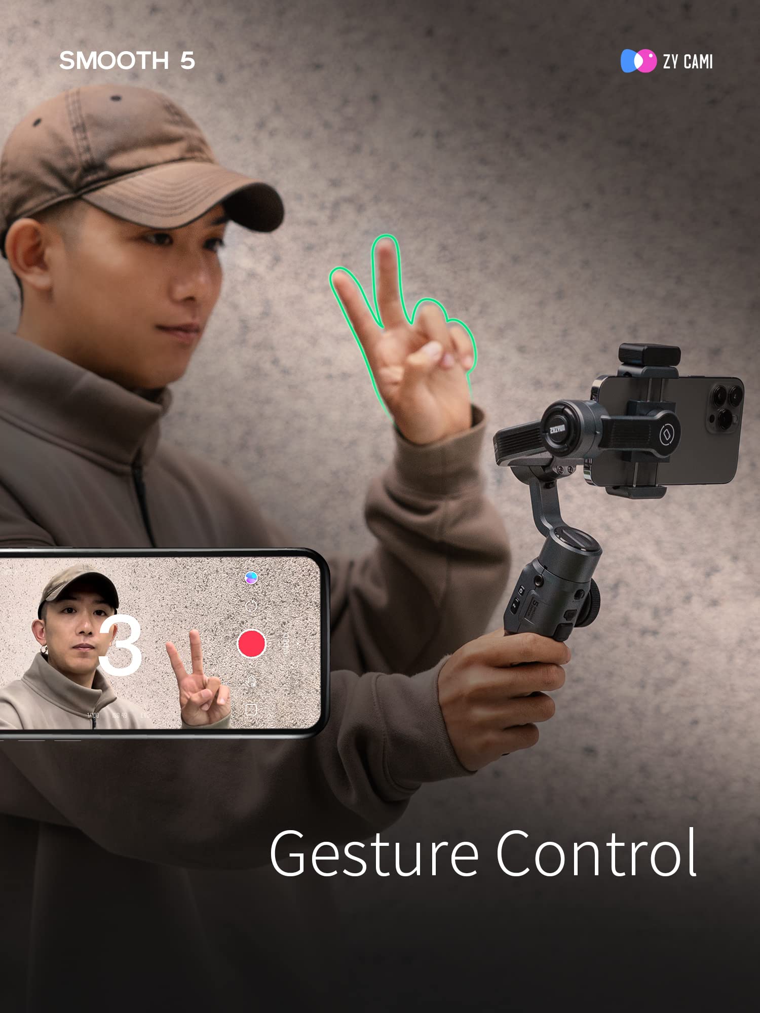 Zhiyun Smooth 5 3-Axis Smartphone Gimbal Stabilizer for iPhone 13 Pro Max/12/11/XS/X/XR/8/7/6 Plus & Android Phones - Handheld Vlogging Stabilizer for YouTube, TikTok Videos - Perfect for Travel Vlogging, Live Streaming & Social Media Content Creation
