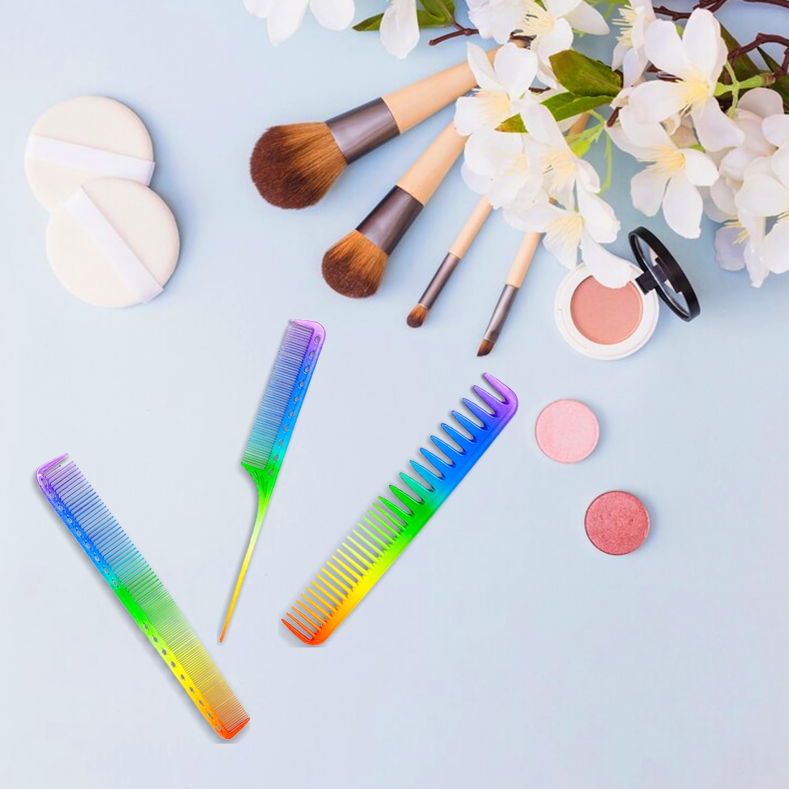 3pcs Colorful Fine Teeth Hair Combs - Anti-Static Heat Resistant Plastic Styling Comb for Women with Curly & Straight Hair | Salon Quality Hairdressing Comb for Smooth Styling & Detangling