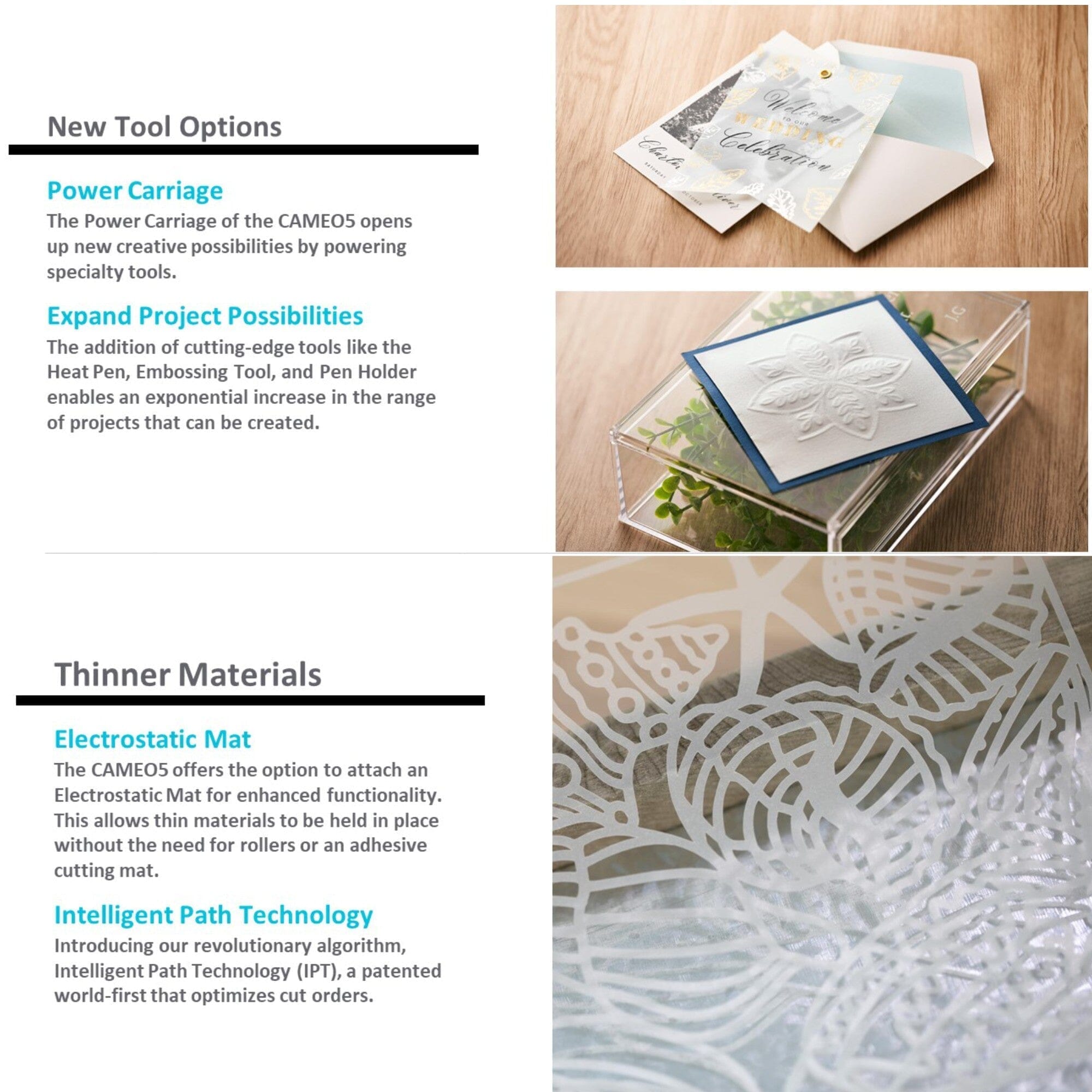 Silhouette Cameo 5 Cutting Machine - White with Electrostatic Grip Mat for Vinyl, Paper, Cardstock | Perfect for DIY Crafts, Home Decor, and Scrapbooking Projects
