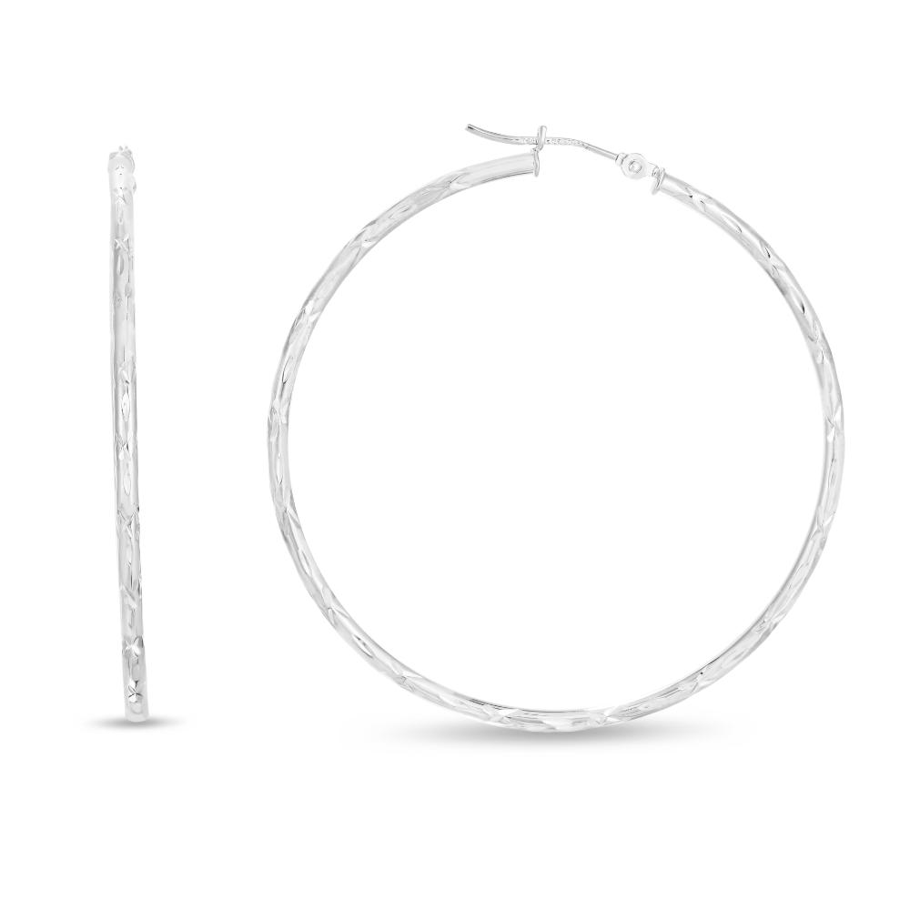 14K Gold 2mm Diamond Cut Hoop Earrings for Women - Dainty Everyday Stud Earrings - Perfect for Work, Date Night & Gift Giving