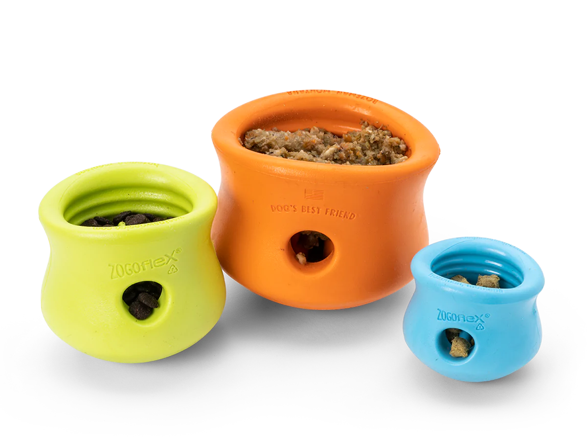 West Paw® TOPPL Puzzle Feeder Dog Toy in Blue - Interactive Treat Dispenser for Mental Stimulation & Slow Feeding - Perfect for Small to Medium Dogs at Home or Outdoors
