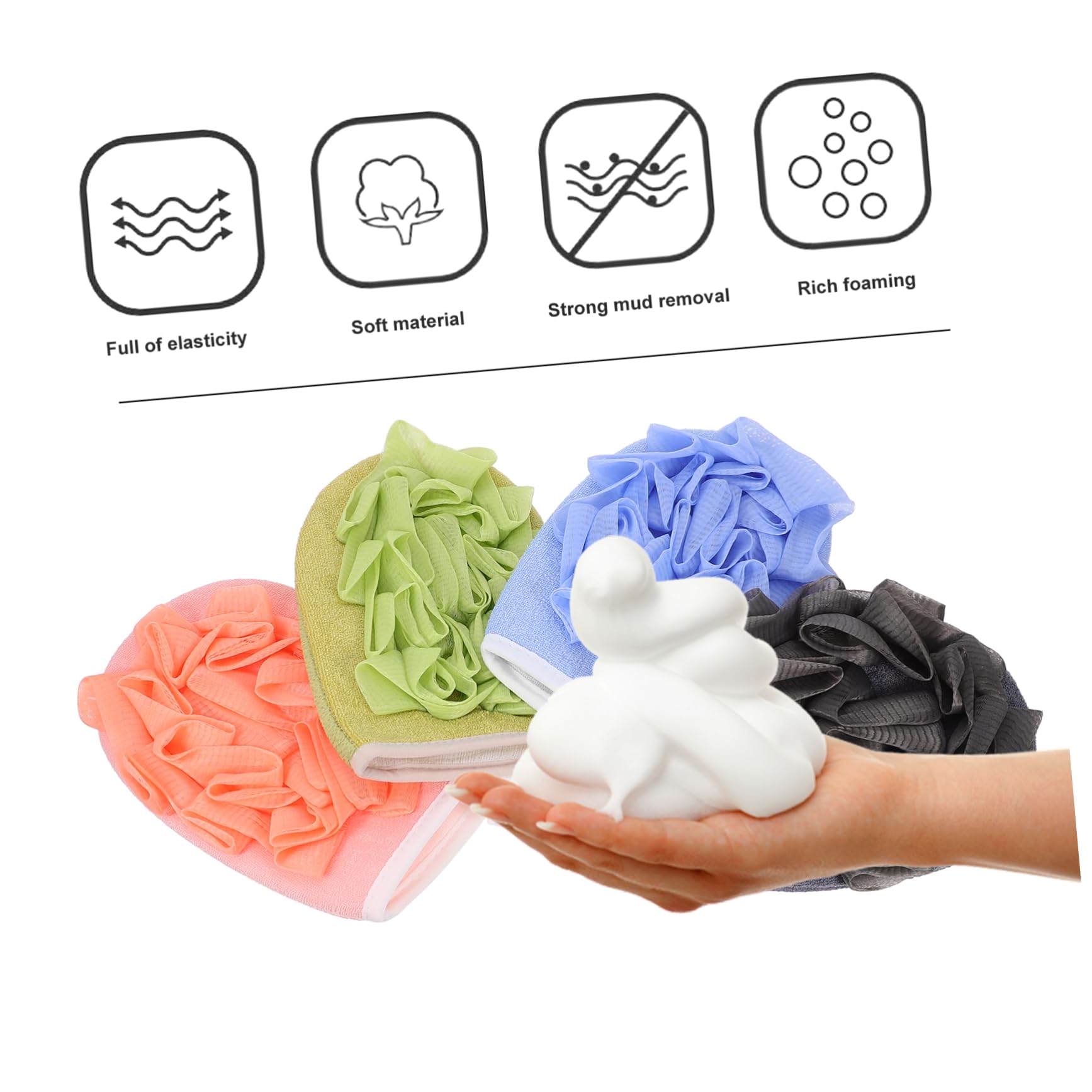Korean Back Scrubber Ball - 4pcs Viscose Bath Mitt for Deep Exfoliation & Shower Use