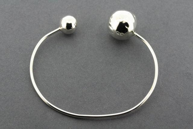 2 Pack Hammered Ball End Bangles - Sterling Silver Bracelets for Women, Elegant Stackable Jewelry for Everyday Wear & Special Occasions