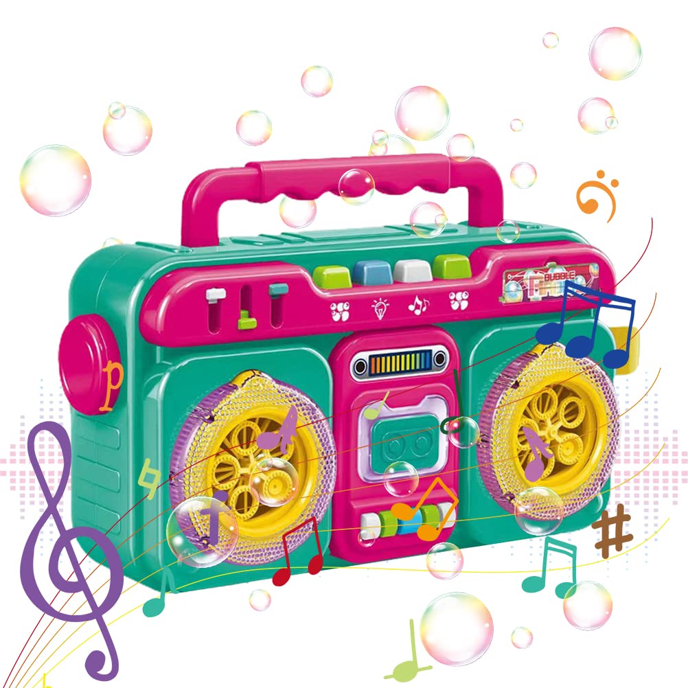 Zuoshini Creative Radio Bubble Machine - Automatic Bubble Blower with LED Lights & Music, Outdoor Bubble Maker for Kids Birthday Parties, Garden Play, Pool Fun & Summer Activities