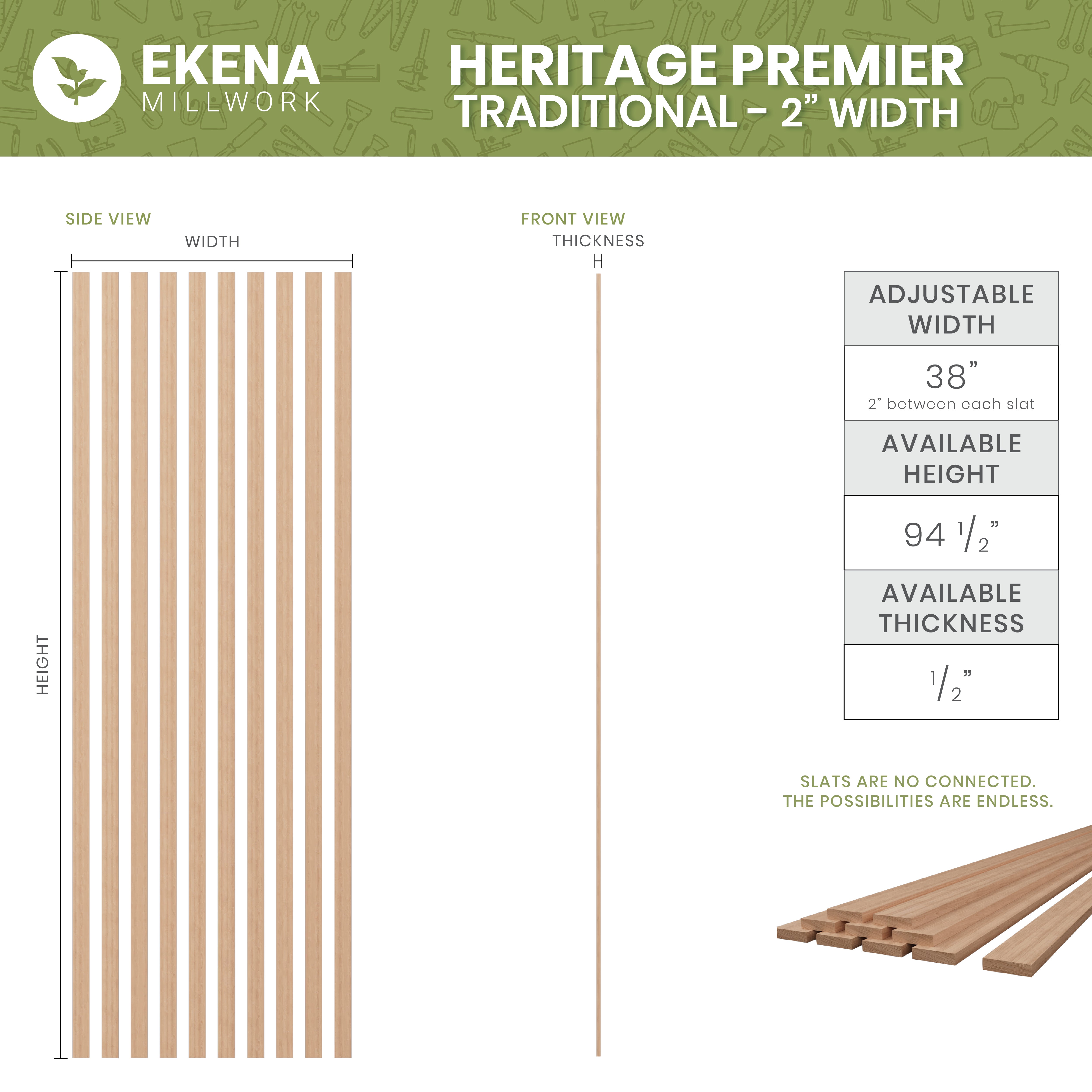 Premium Stain-Grade Hardwood Slats - Traditional Solid Wood Slats for Bed Frames, Furniture & DIY Projects - Perfect for Rustic, Farmhouse & Modern Home Decor