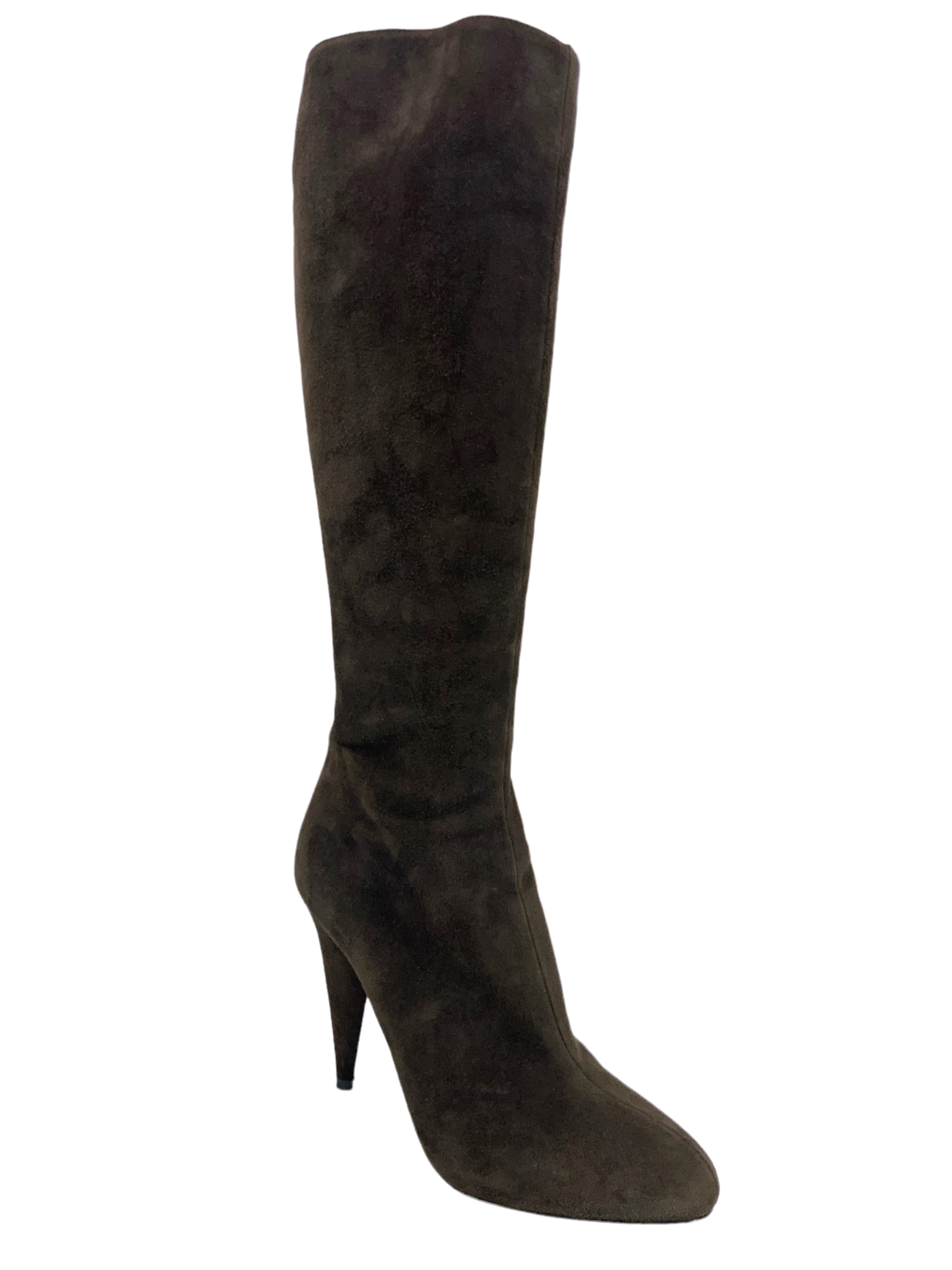 Prada Suede Knee High Boots for Women Size 7.5 - Luxury Tall Boots for Fall & Winter Fashion, Office & Party Wear