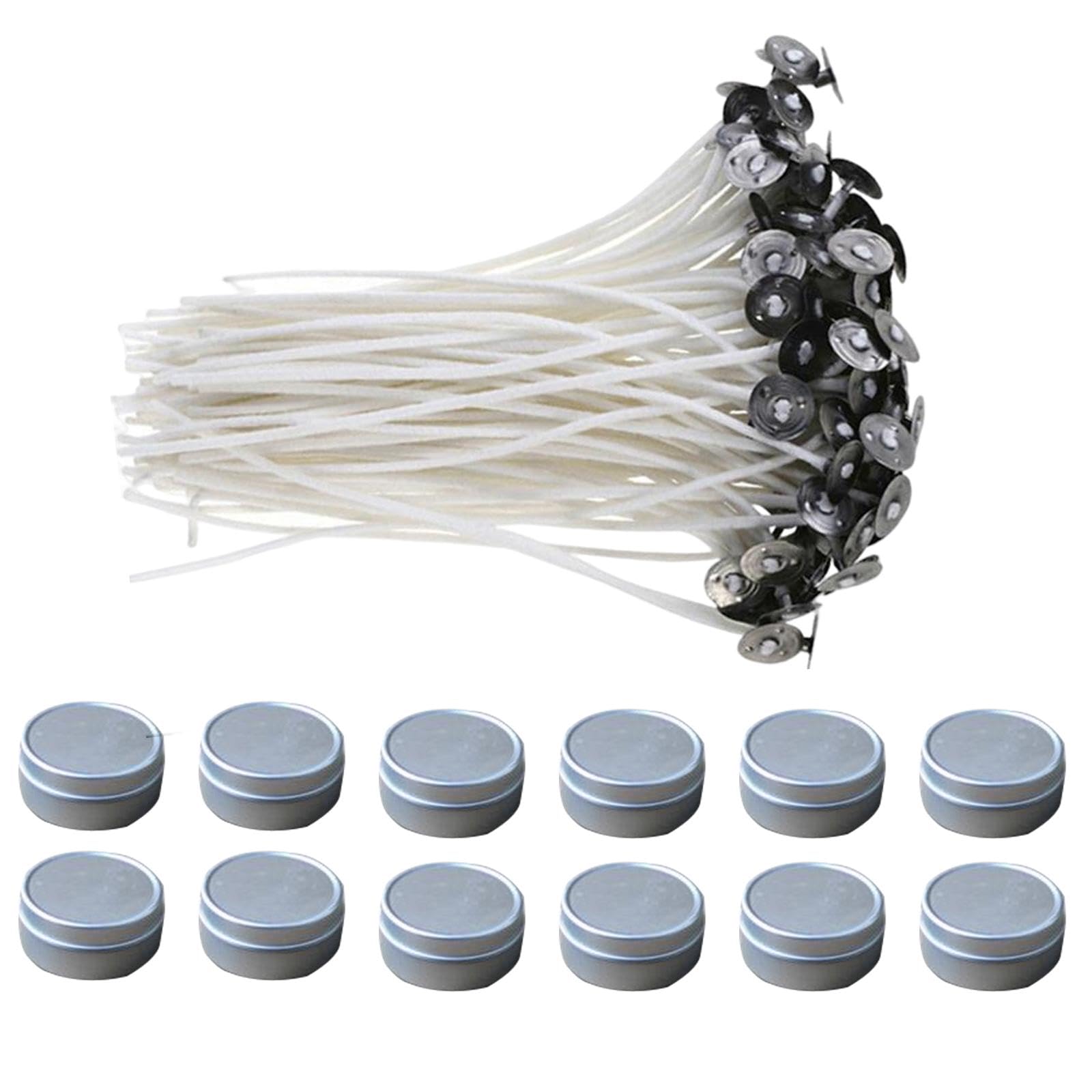 100-Pack Enakshi Pre-Waxed Candle Wicks for DIY Candle Making - Cotton Core with Metal Sustainers - Perfect for Home Crafts, Soap Making & Gift Projects - Ideal for Birthday, Wedding, Holiday Decorations