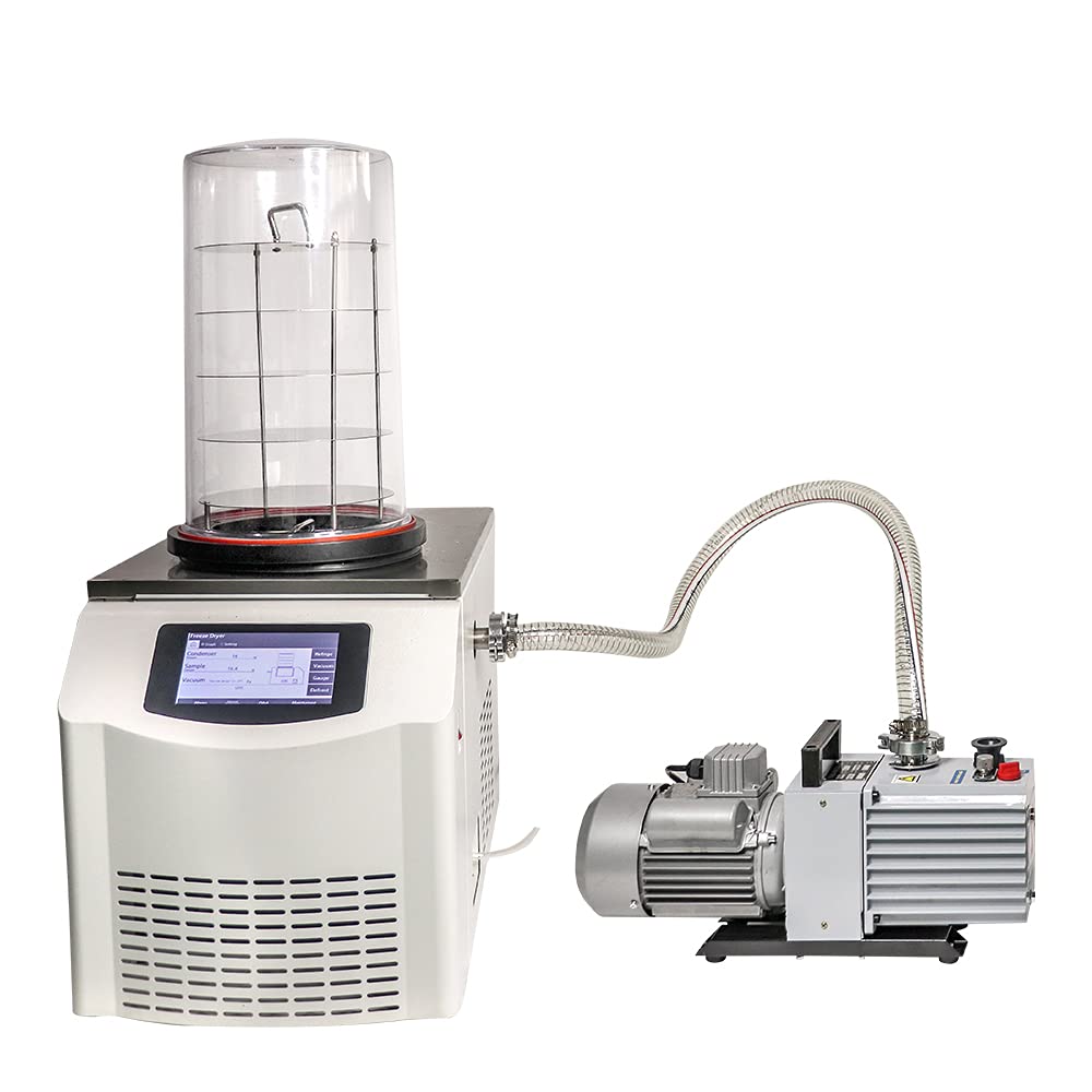 HNZXIB 1.5L Lab Desktop Freeze Dryer -60℃ Vacuum Freeze Drying Machine with Pump 110V/60Hz for Food Preservation, Pharmaceuticals & Laboratory Research