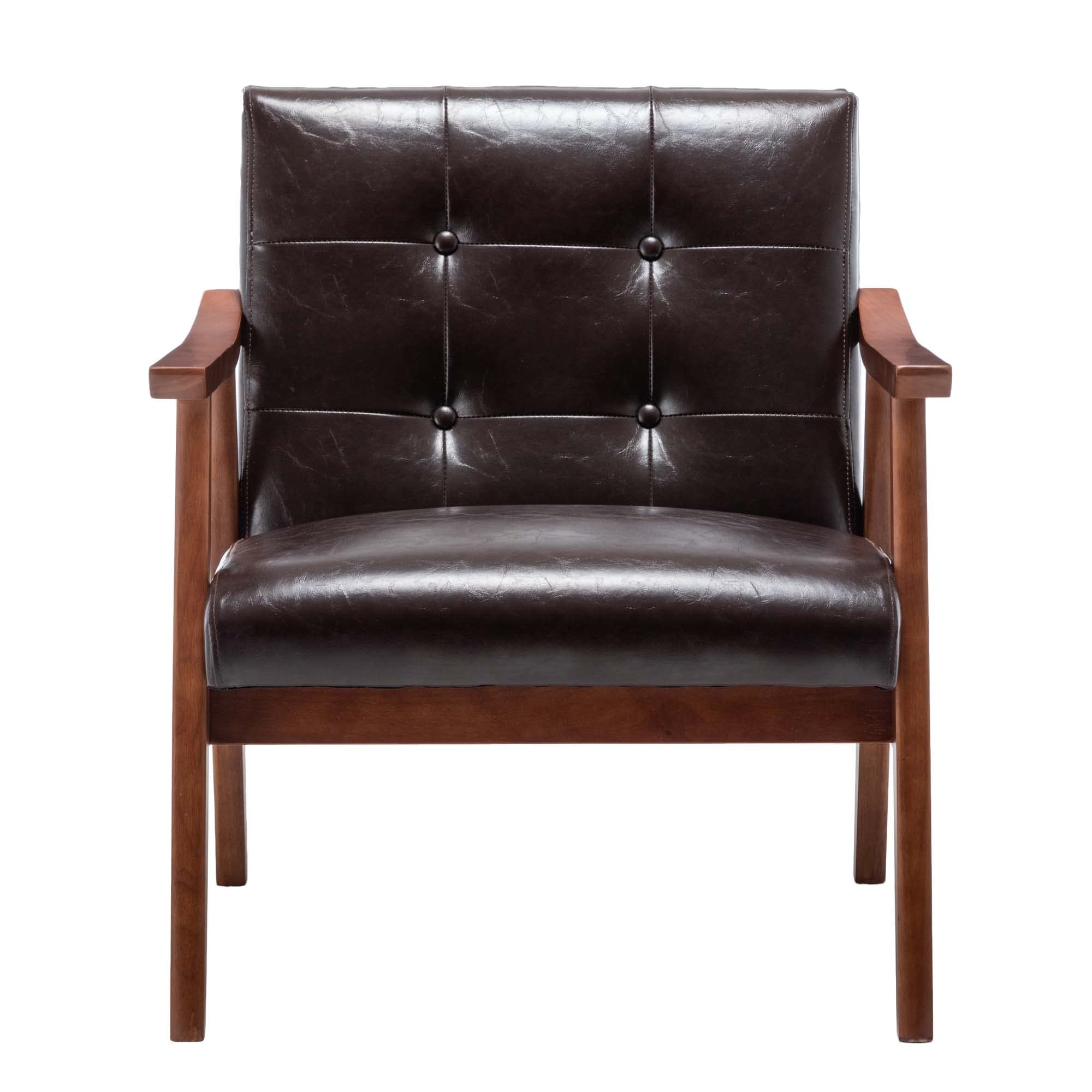 Convenience Concepts Take a Seat Natalie Accent Chair - Espresso Faux Leather Upholstered Living Room Chair for Home, Office & Lounge - Comfortable Modern Seating with Sturdy Frame