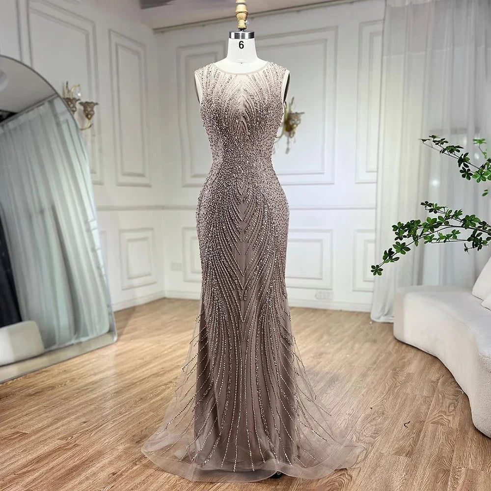 Serene Hill Pink Mermaid Evening Gown with Elegant Cape Sleeves - 2025 Luxury Feather & Beaded Prom Dress for Women - Perfect for Formal Parties, Galas & Special Occasions