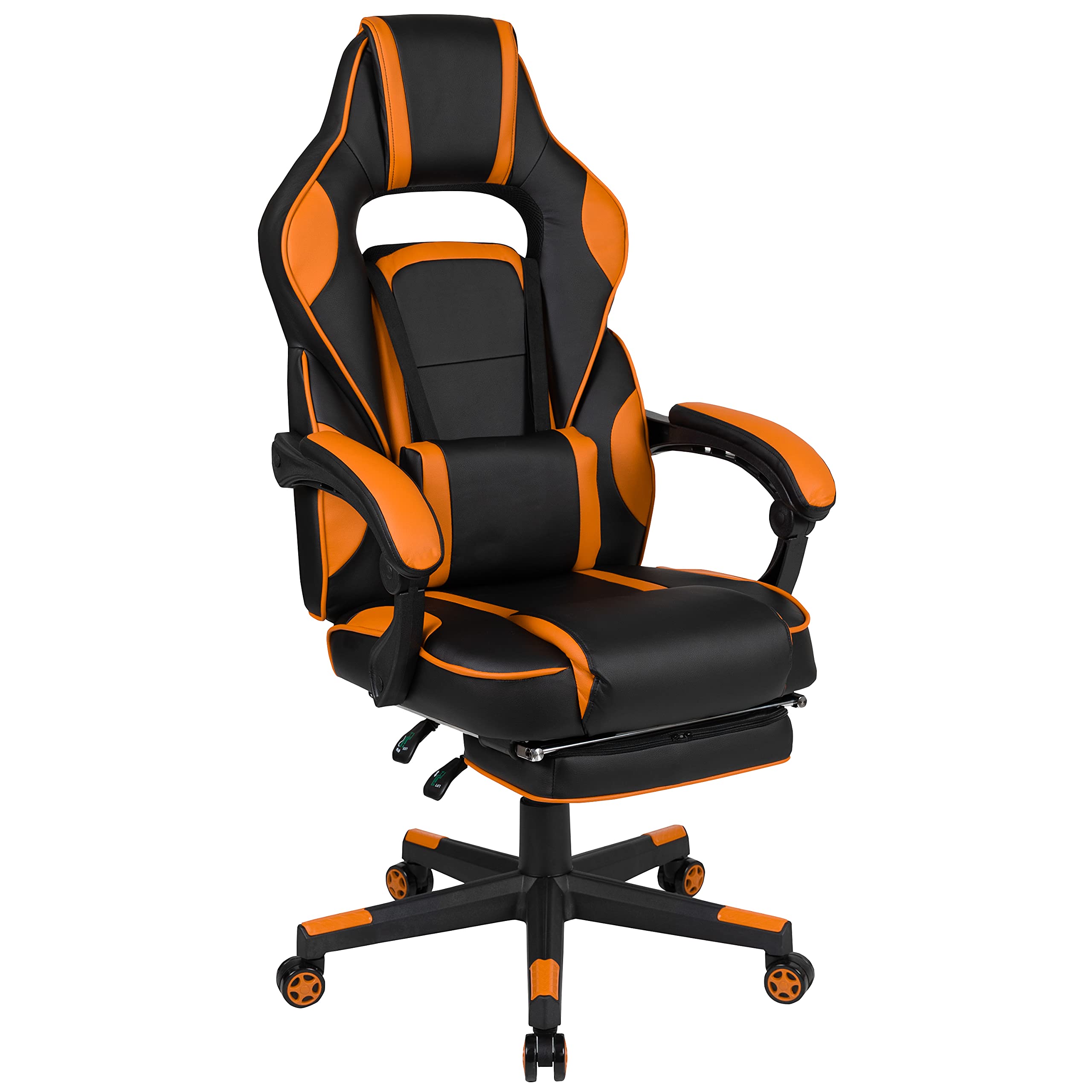 Flash Furniture X40 Ergonomic Gaming Chair - Racing Style Computer Chair with Reclining Back, Adjustable Arms, Slide-Out Footrest & Lumbar Support - Black/Orange - Perfect for PC Gaming, Office Work & Home Entertainment