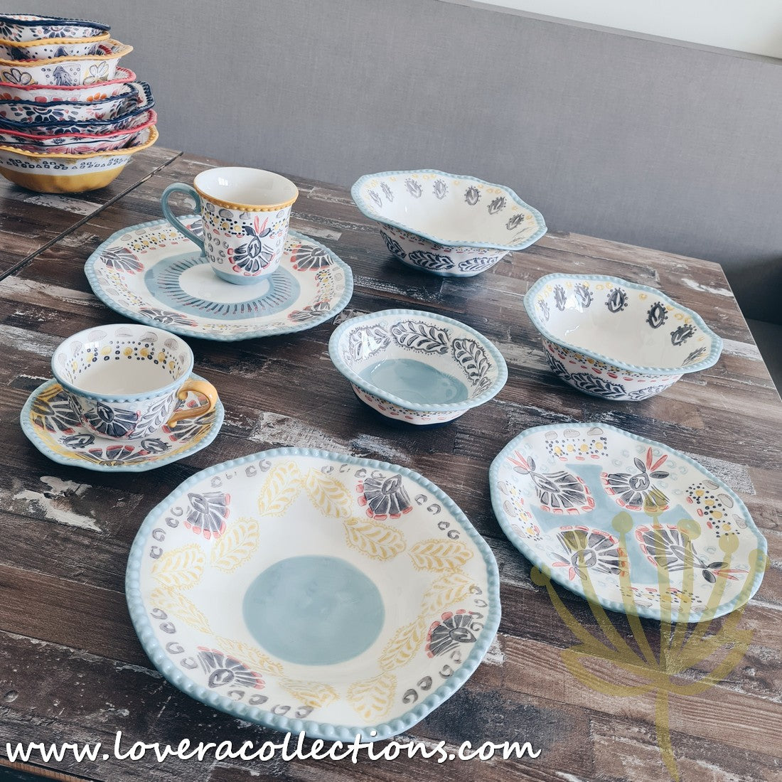 Stylish Afrocentric Light Blue Dinnerware & Serveware Set - Perfect for Family Dinners, Entertaining Guests & Cultural Celebrations