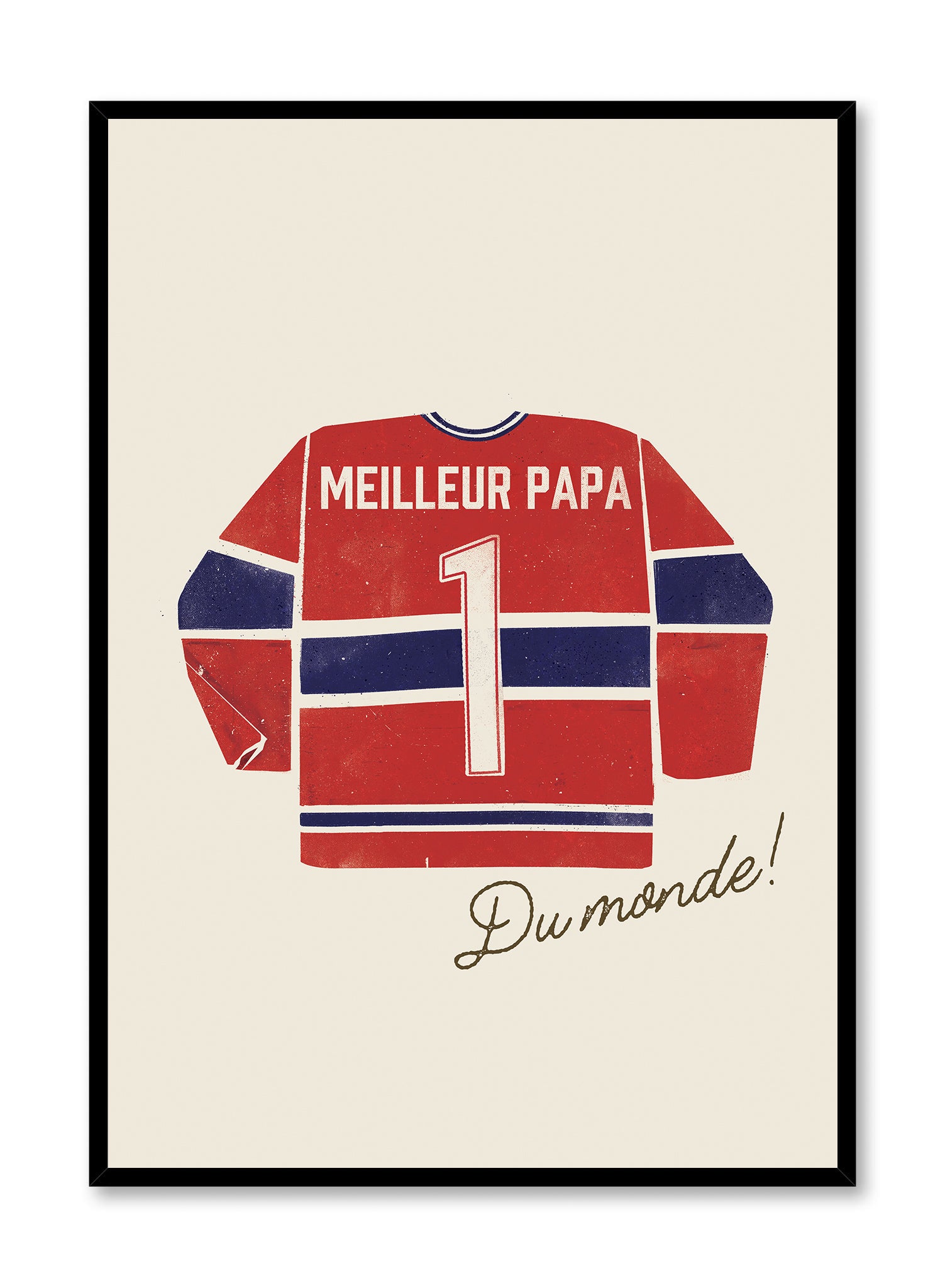 Best Dad in the World Poster - Red and Blue Heart Design - Perfect for Father's Day Gifts, Birthday Decor & Home Wall Art