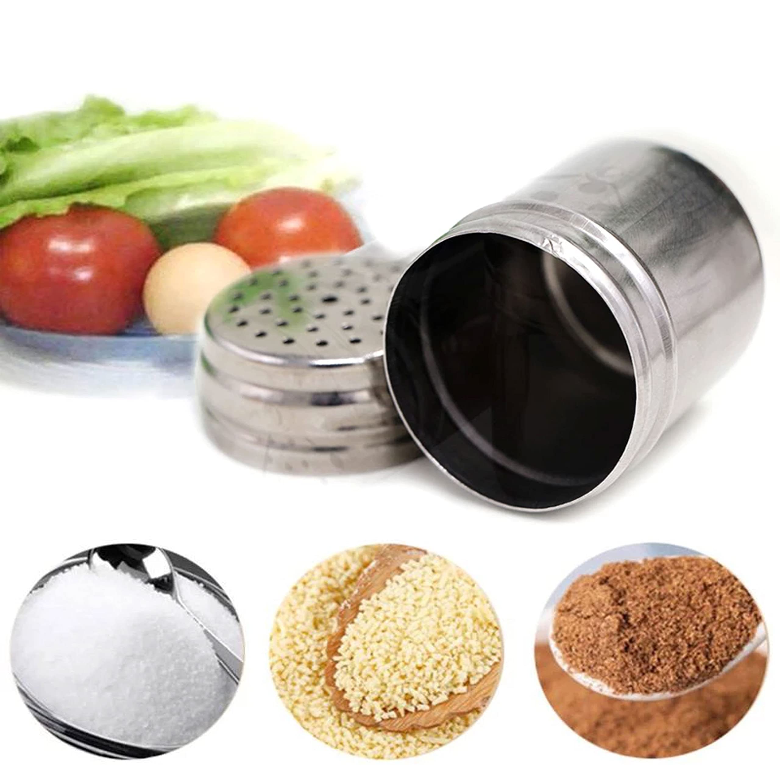 Premium Stainless Steel Salt and Pepper Shakers Set - 10oz Spice Containers with Sifter Lids for Kitchen, Dining Table & Outdoor BBQ Seasoning