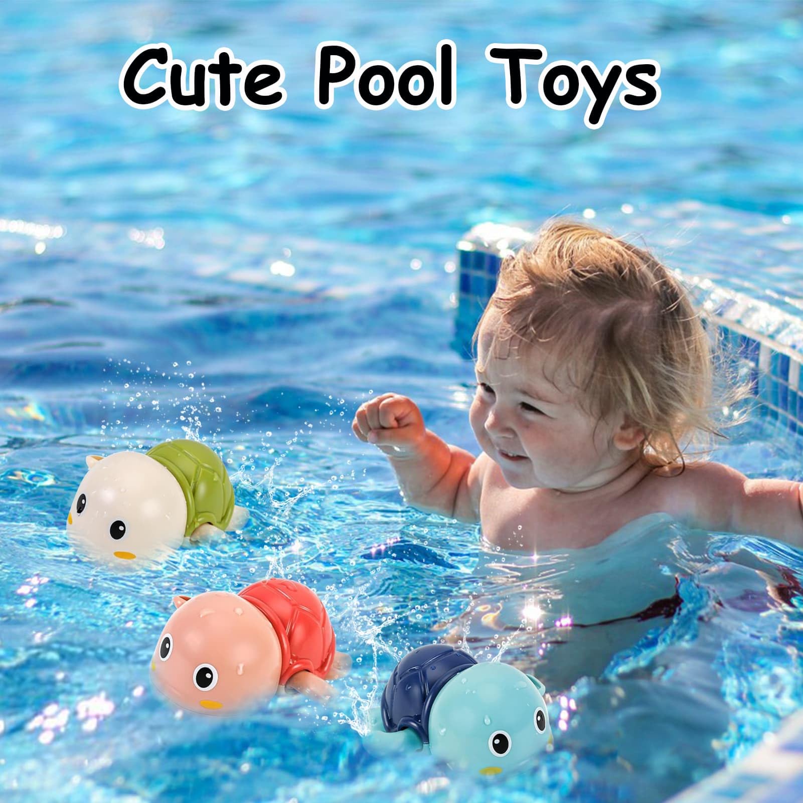 Wind Up Bath Toys for Toddlers 1-4 Years Old - Cute Floating Swim Turtles for Boys & Girls - Fun Bathtub & Pool Water Toys - Perfect Christmas & Birthday Gifts for Kids - Encourages Sensory Play & Water Confidence