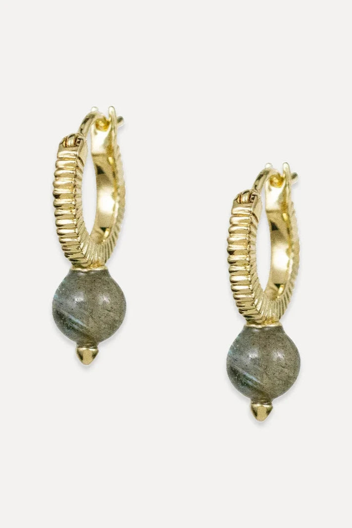 Pluto Hoops | Labradorite Gemstone Earrings for Women – Elegant Dangle Hoops for Everyday Wear & Special Occasions
