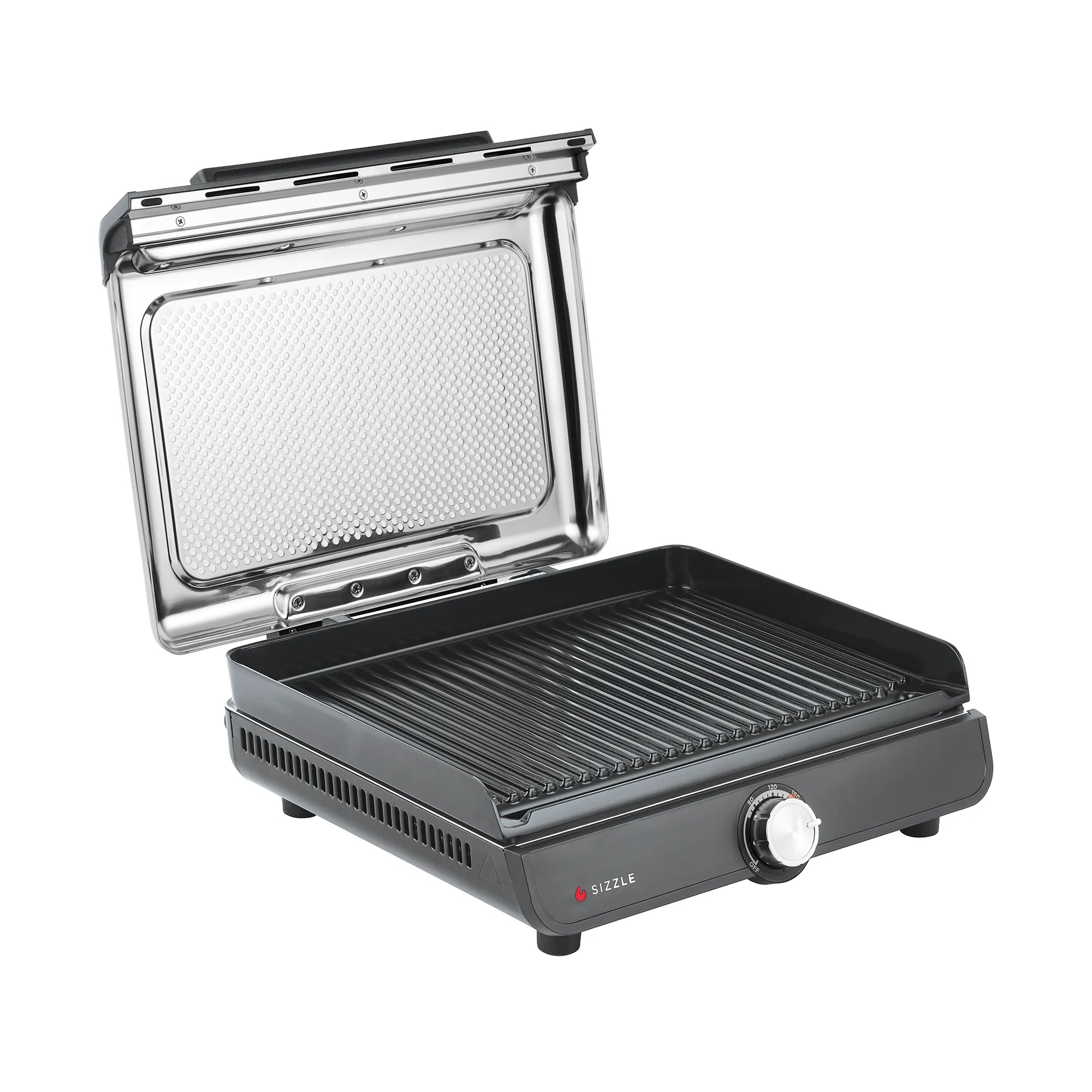 Ninja Sizzle Indoor Electric Grill with Flat Plate - Countertop Smokeless Grill for Steak, Chicken, Vegetables - Perfect for Small Kitchens, Apartments & Healthy Cooking
