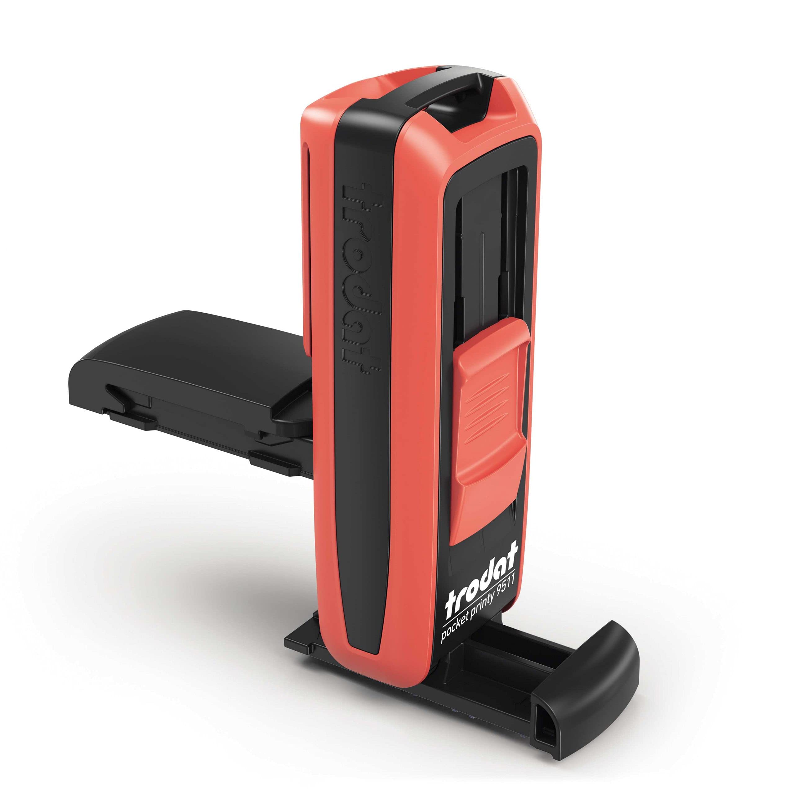 Self Inking Stamp - Flame Red Pocket Stamp for Address, Logo & Signature - Perfect for Business, Office & Home Use