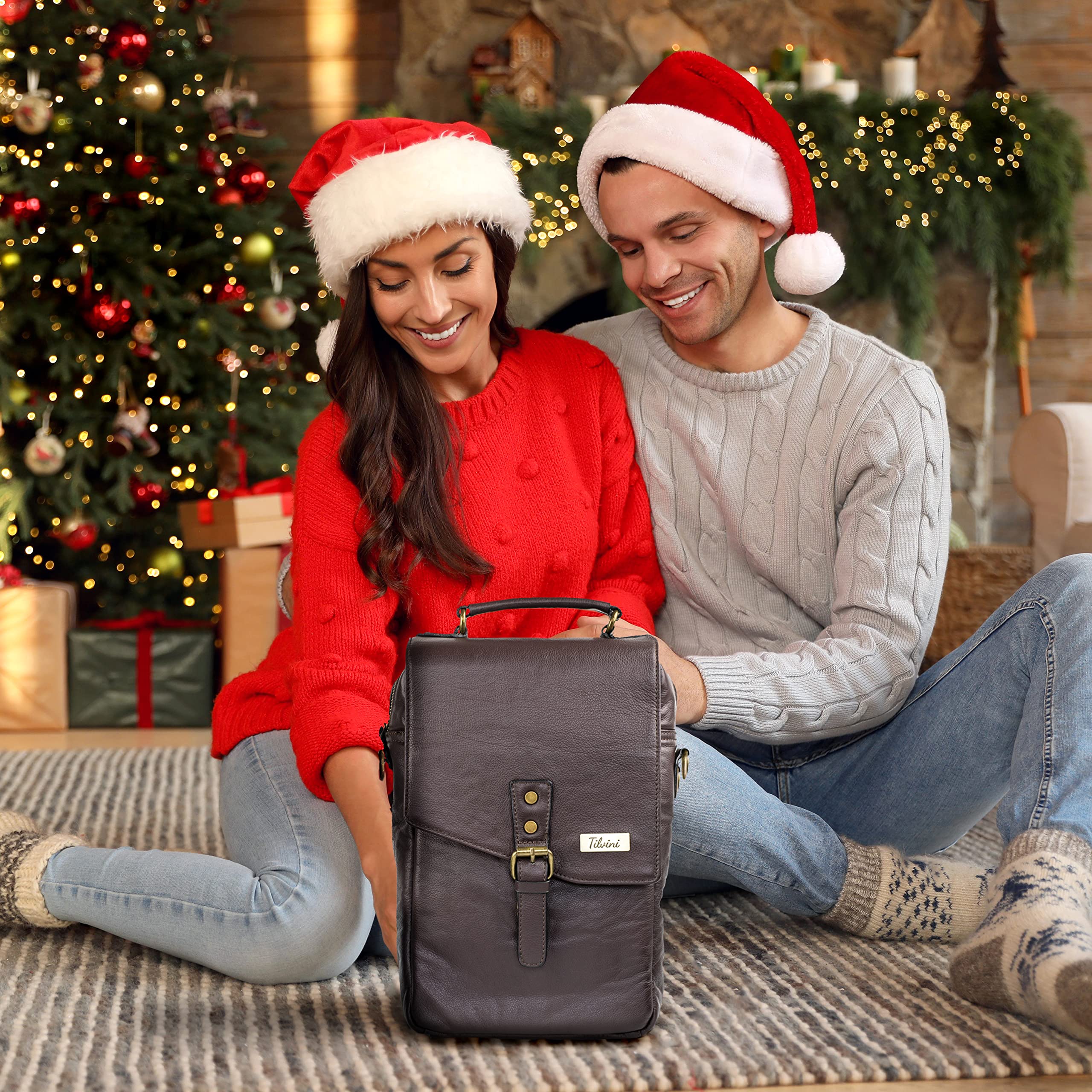 Premium Insulated Leather Wine Tote Bag with 2 Stainless Steel Wine Tumblers - Brown - Perfect for Picnics, Parties & Travel Gifts