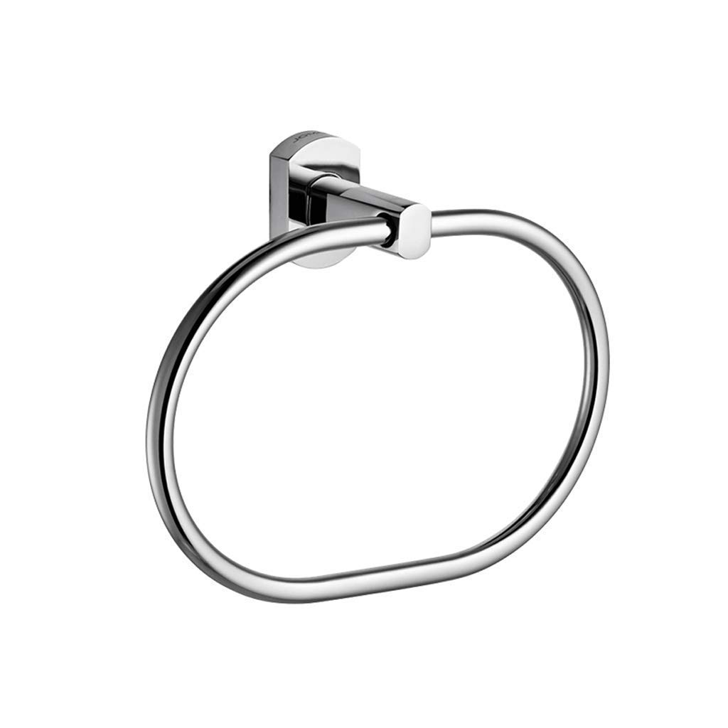 ZUQIEE SDY Chrome Wall Mounted Round Towel Ring Holder - 21×16cm Modern Bathroom & Kitchen Storage Solution - Perfect for Hanging Dish Towels, Hand Towels in Showers, Vanities and Laundry Rooms