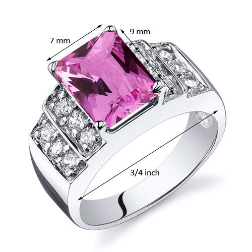 Exquisite Pink Sapphire Radiant Cut Sterling Silver Ring - Size 5 | Elegant Jewelry for Women, Perfect for Engagement, Anniversary & Special Occasions