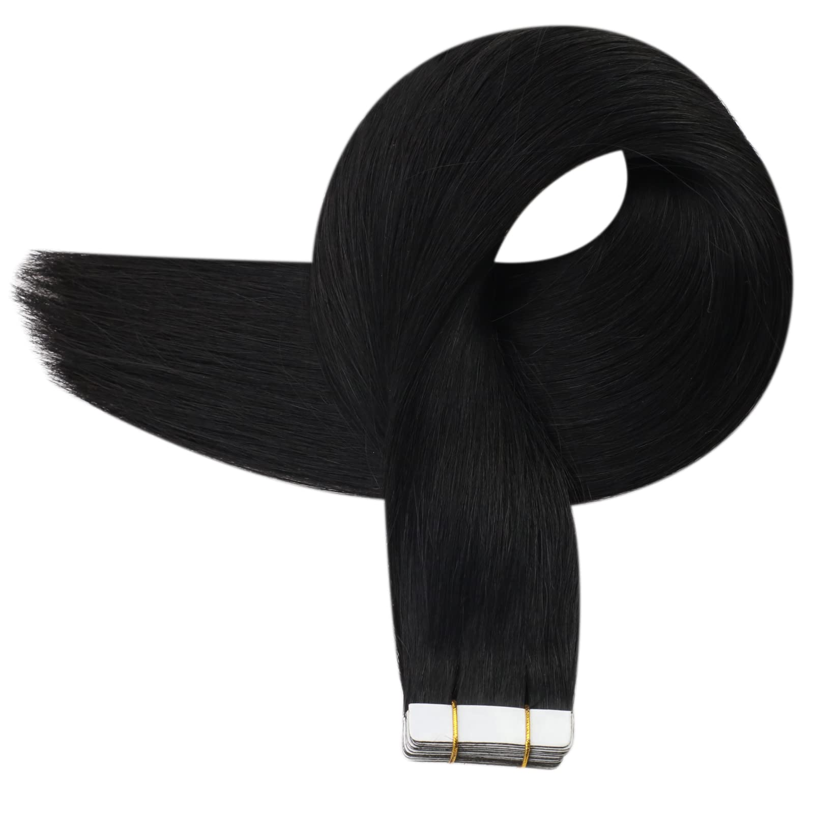 20 Inch 150g Full Shine Black Tape in Hair Extensions - 100% Real Human Hair for Women | Perfect for Styling, Volume & Length Boost