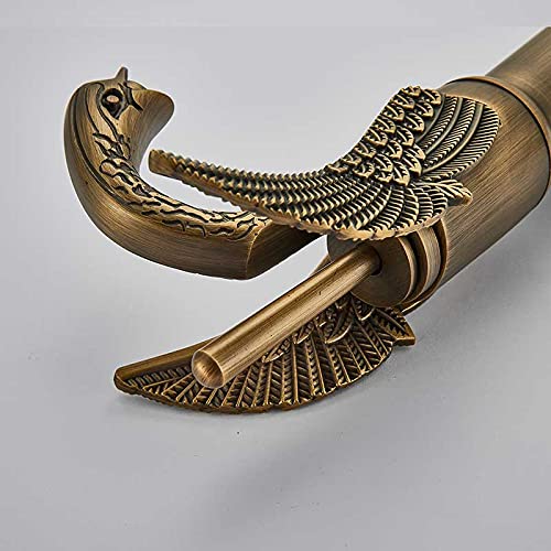 Antique Bronze Single Handle Swan Spout Bathroom Vessel Sink Faucet - Perfect for Modern Vanities & Luxury Powder Rooms