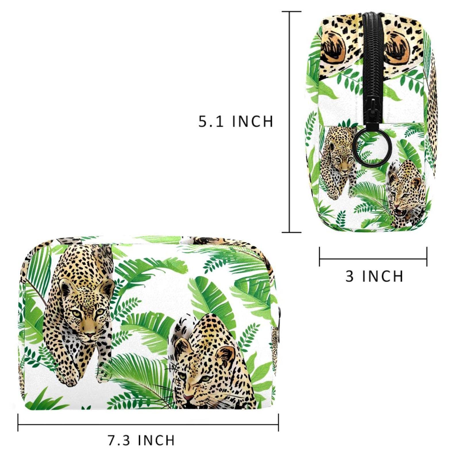 Large Travel Makeup Bag with Zipper - Jungle Leopard Print Cosmetic Organizer for Women & Girls | Portable Toiletry Case for Vacation, Gym, Work & Daily Use