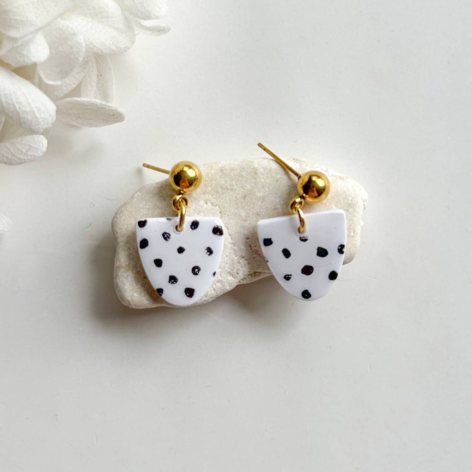 Black and White Spot Collection Small Dangle Earrings for Women - Trendy Geometric Stud Earrings for Casual Wear, Office, and Party Outfits