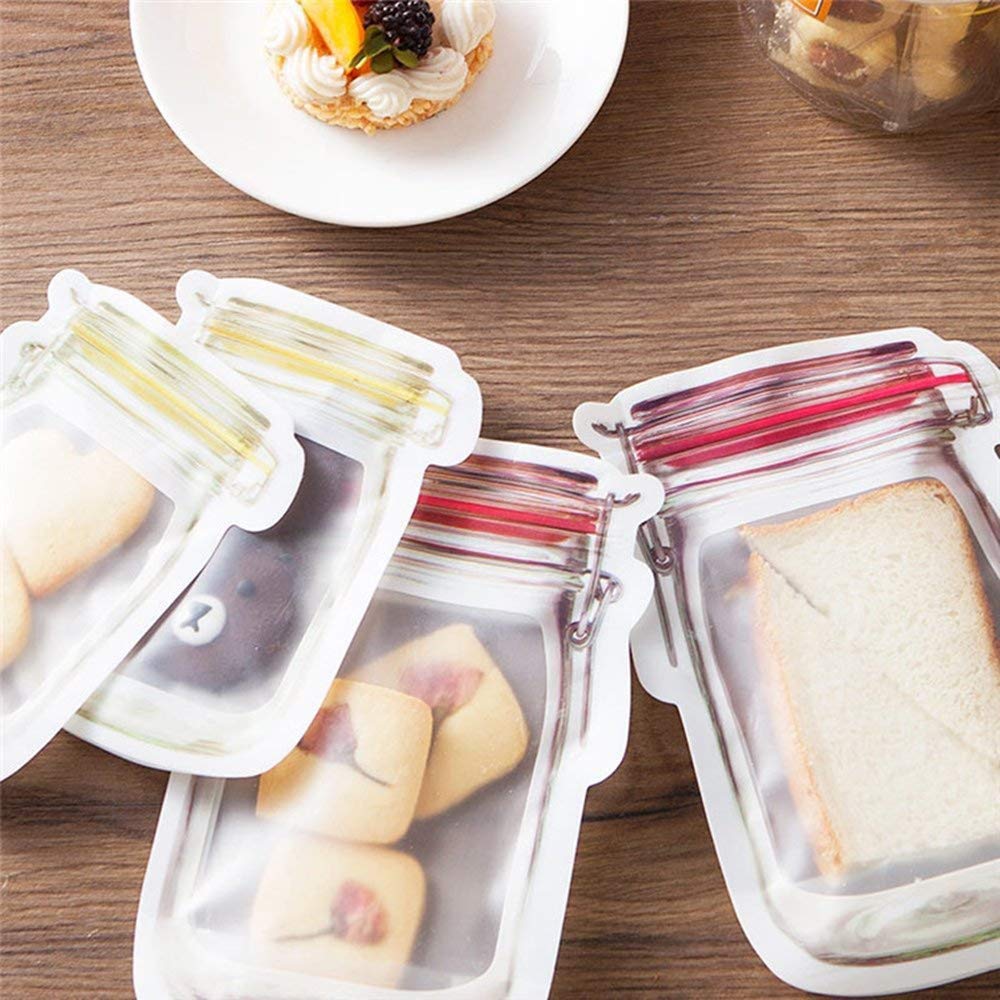 Reusable Mason Jar Food Storage Bags - 20 Pack Airtight Zipper Sealed Bags for Snacks, Fresh Produce & Meal Prep | Eco-Friendly Kitchen Organization & On-the-Go Snack Containers