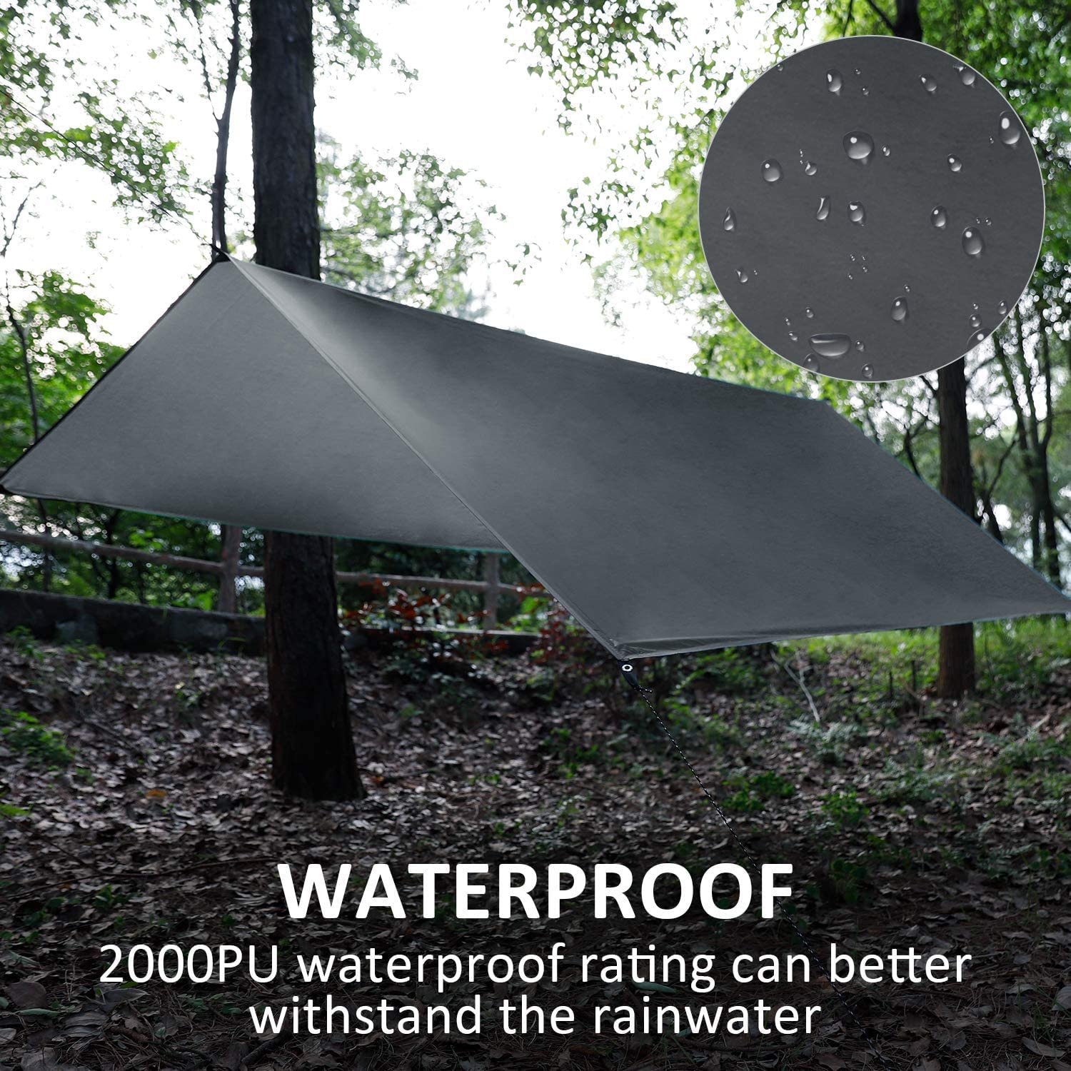 Premium Waterproof & UV Protection Tent Tarp - Lightweight Camping Shelter for Outdoor Adventures, Backpacking & Travel (Large Size, Gray, Rodless) - Perfect for Hiking, Beach Trips & Emergency Shelters