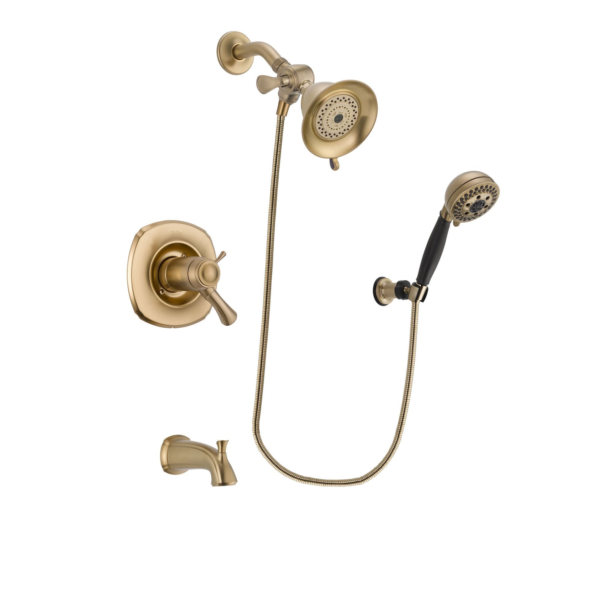 Delta Addison Champagne Bronze Thermostatic Tub and Shower Faucet System with Water-Efficient Shower Head, 5-Spray Hand Shower, Rough-in Valve & Tub Spout (DSP3737V) - Perfect for Modern Bathroom Renovations & Luxury Spa Experience