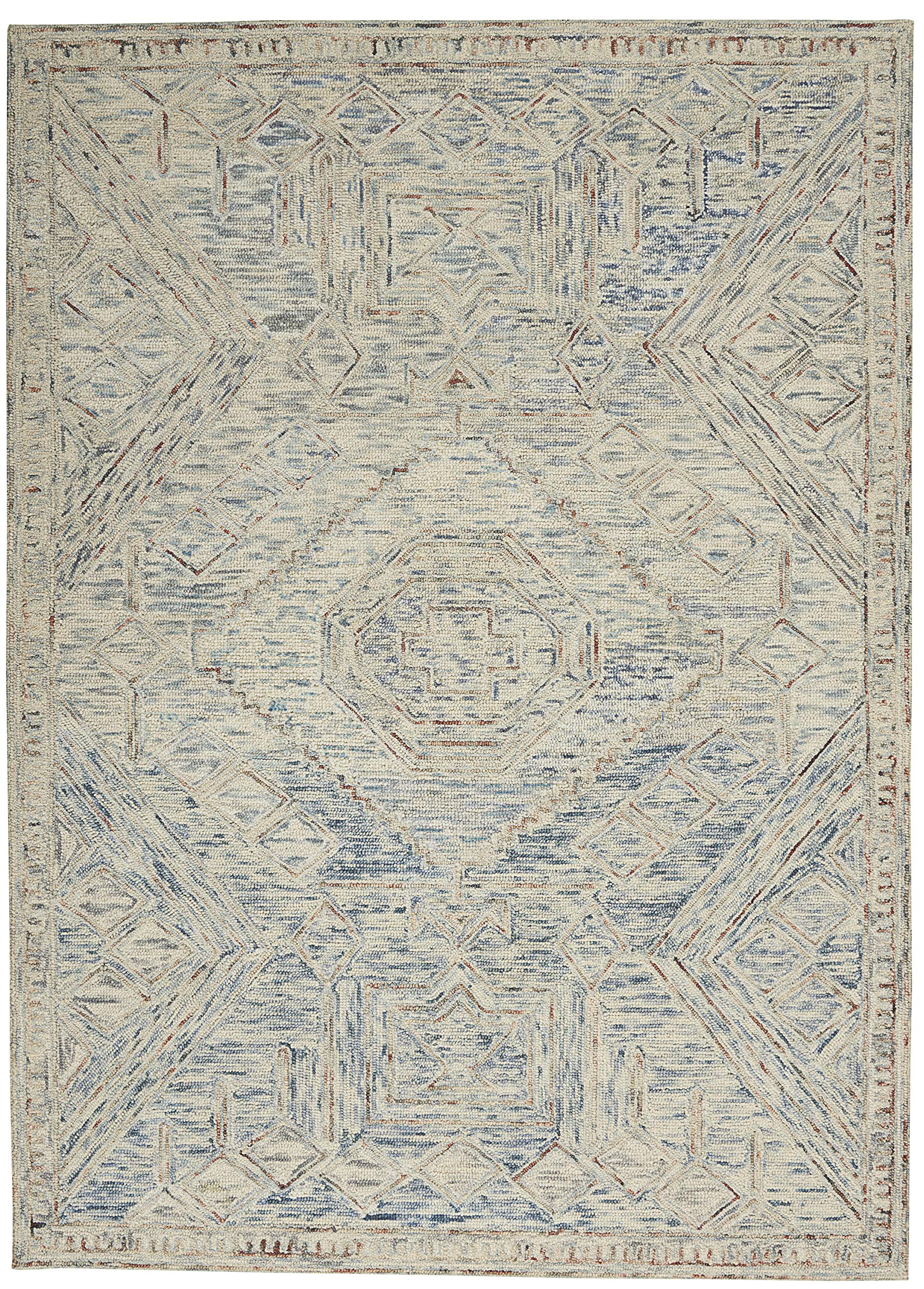 Nourison Linked Contemporary Blue Multi 5' x 7'6