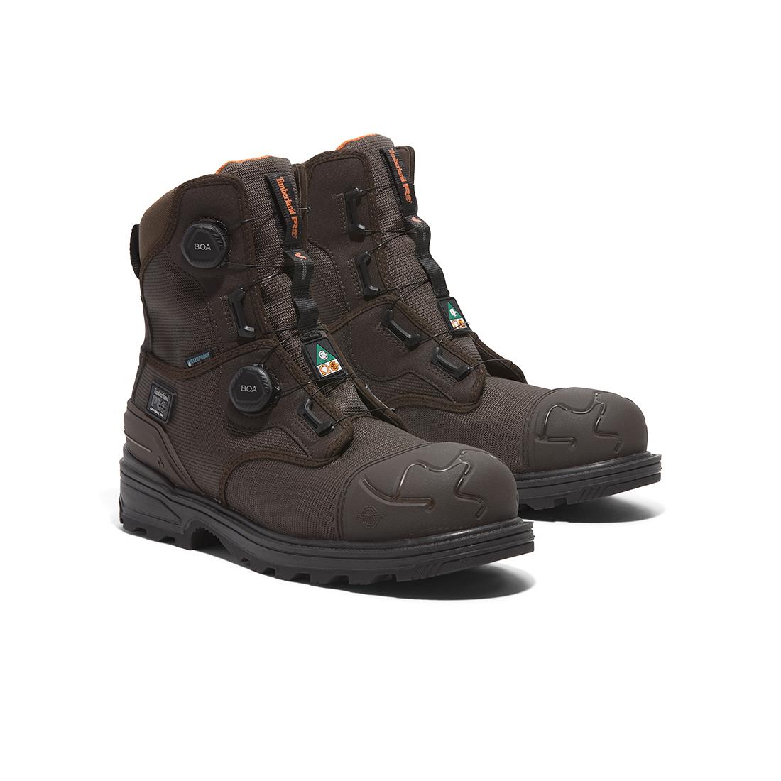 Magnitude 8 Inch Waterproof Composite Toe Work Boots with Boa Closure System - CSA Certified, Ballistic Nylon Construction in Dark Brown - Ideal for Construction, Warehouse & Outdoor Work Safety