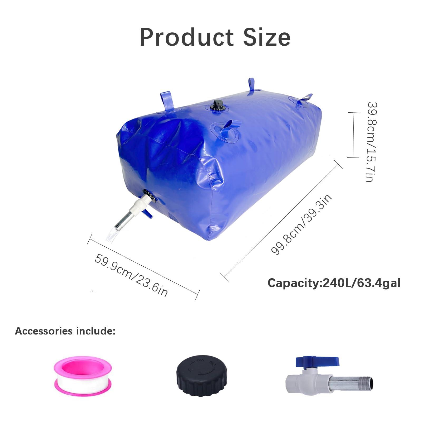 XITAO 63Gal/240L Portable Foldable Water Storage Bladder - Large Capacity Emergency Water Tank for RV Camping, Drought Survival, Fire Prevention & Agricultural Irrigation | Outdoor, Disaster Preparedness & Farm Use