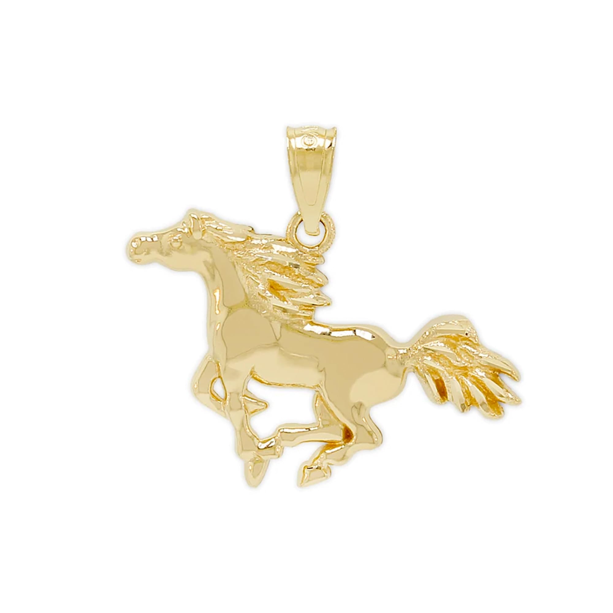10K Solid Gold Galloping Horse Pendant Charm - Elegant Jewelry for Women & Men - Perfect Gift for Equestrian Lovers, Birthday & Anniversary - Wear as Necklace or Bracelet Charm