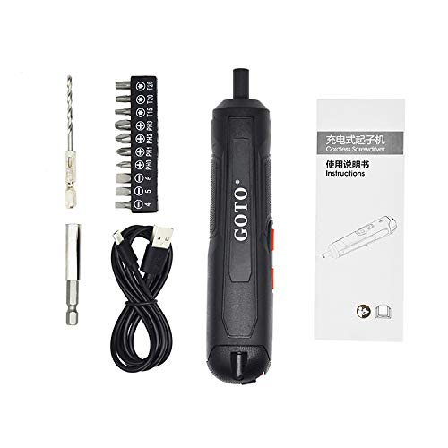 **GOTO Cordless Electric Screwdriver Set - USB Rechargeable, 6 Torque Settings, 10 Bits, Forward/Reverse Switch - Perfect for DIY Projects, Home Repairs & Quick Driving Tasks**