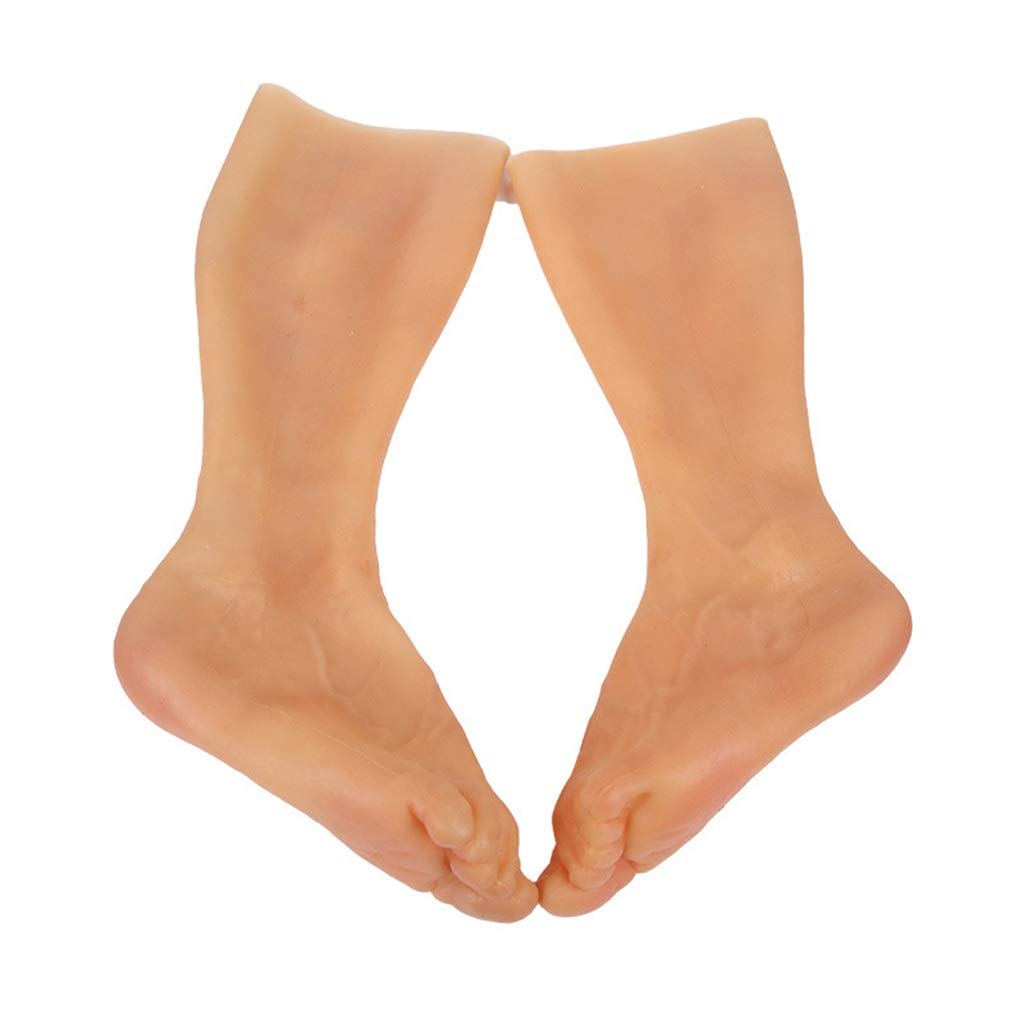 Realistic Silicone Fake Foot Gloves with Nail Texture - Crossdressing, Cosplay & Theater Props for Actors - Ivory White for Burn Scenes & Costume Enhancement