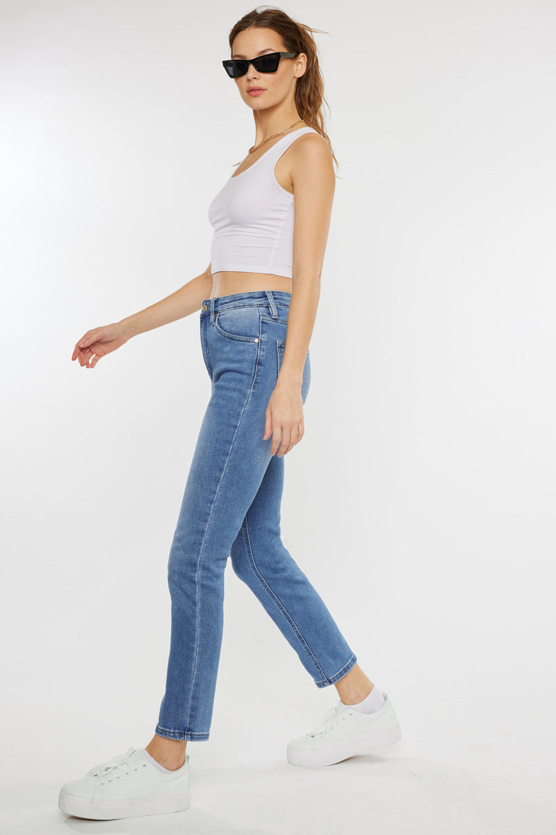 Adaline Essentials High Rise Slim Straight Leg Jeans for Women - Comfortable Stretch Denim Pants for Casual Wear, Office & Everyday Outfits