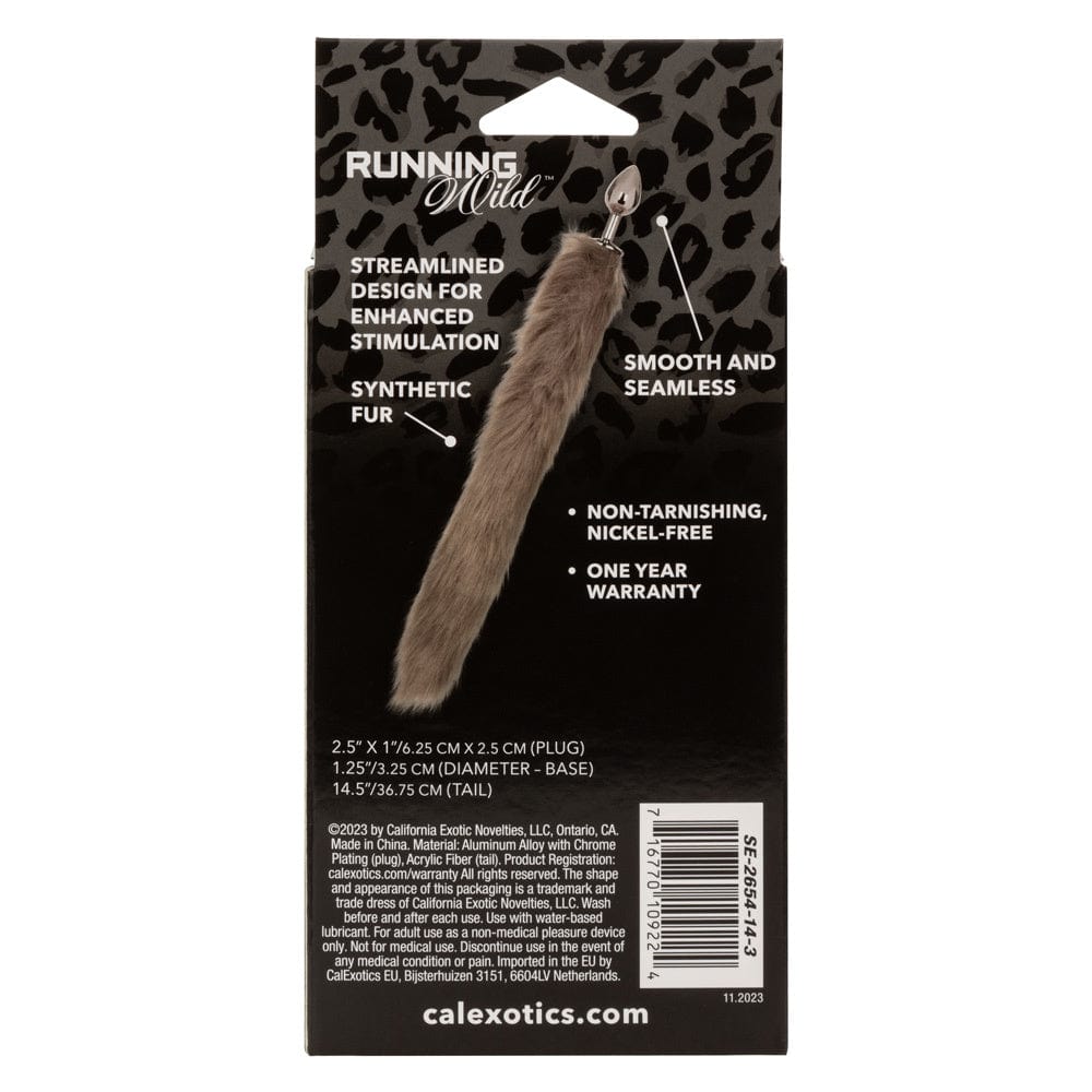 Grey Metallic Plug with Luxurious Fur Tail - Sensory Play Accessory for Adults, Fantasy Roleplay & BDSM Gear
