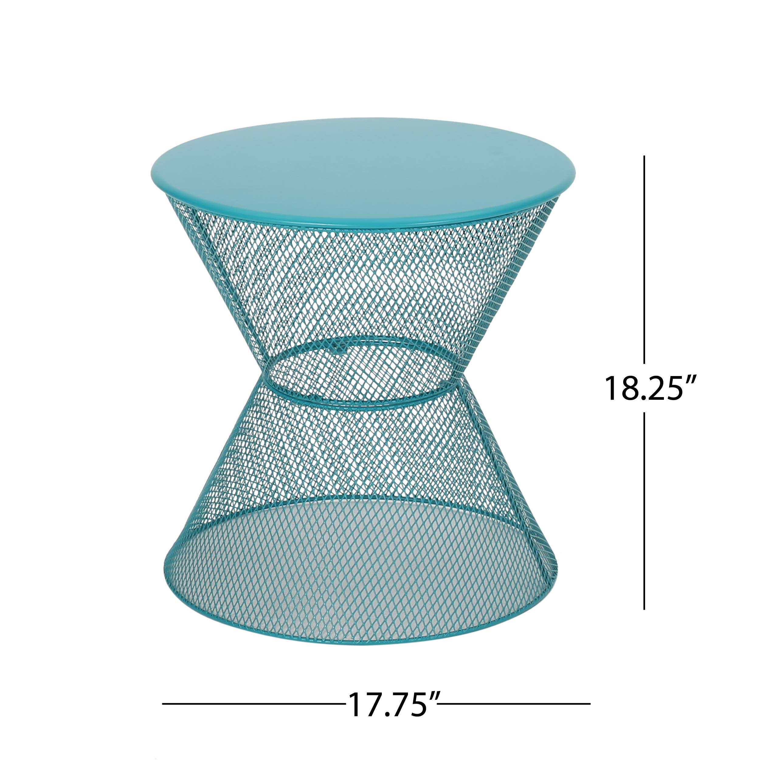 Modern Outdoor Iron Side Table - Matte Teal Finish, Durable Patio Furniture for Poolside, Garden, or Balcony Decor