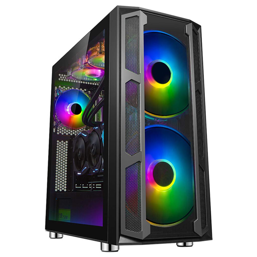 LIQIANG High-Performance Gaming PC Tower - Vertical GPU Mount, Dual 20cm RGB Fans, USB Type-C Port, E-ATX Motherboard Compatible, Tempered Glass & Steel Mesh Front Panel - Perfect for Esports, Streaming & VR Gaming