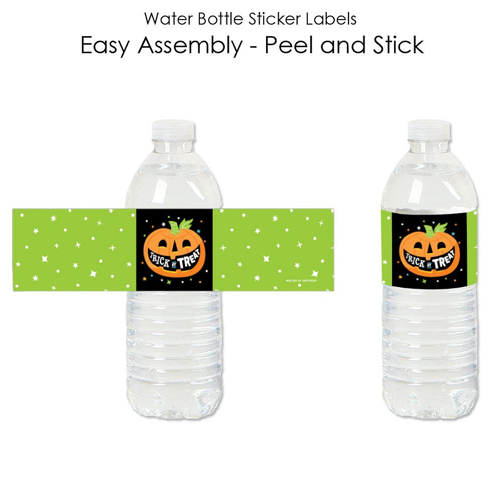 Big Dot of Happiness Jack-O'-Lantern Halloween Stickers - 20-Pack Water Bottle Labels for Kids Halloween Party Decorations & School Classroom Activities