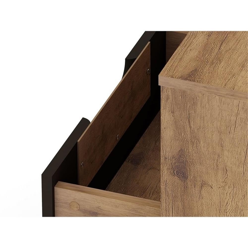 Mid Century Modern Nightstands Set of 2 with Drawer & Cubby - Functional Storage Organizer for Bedroom & Living Room - Grey Manhattan Comfort Rockefeller Bedside Tables - Perfect for Small Spaces, Guest Rooms & Apartment Decor