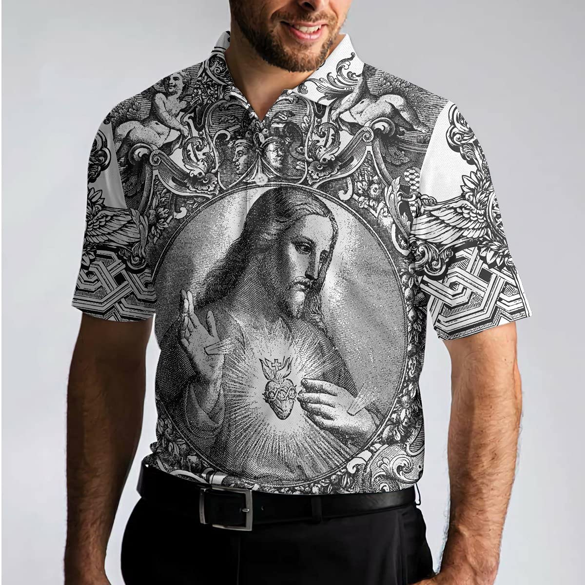 HYPERFAVOR Christian T-Shirts for Men - Jesus Inspired Short Sleeve Polo Shirts - Religious Apparel for Church, Bible Study & Daily Wear