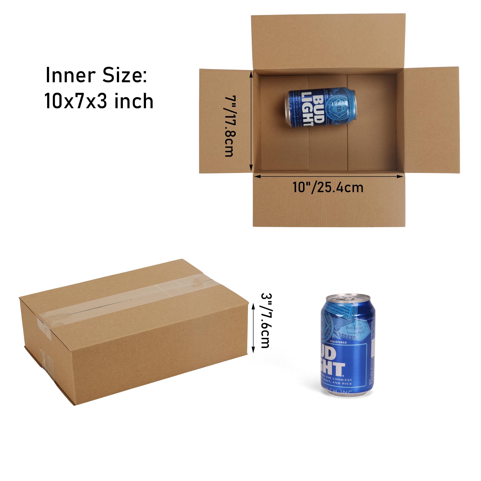 CRUGLA 40 Pack 10x7x3 Inch Corrugated Cardboard Shipping Boxes - Small Business Mailing & Packing Supplies for Ecommerce, Retail & Home Organization