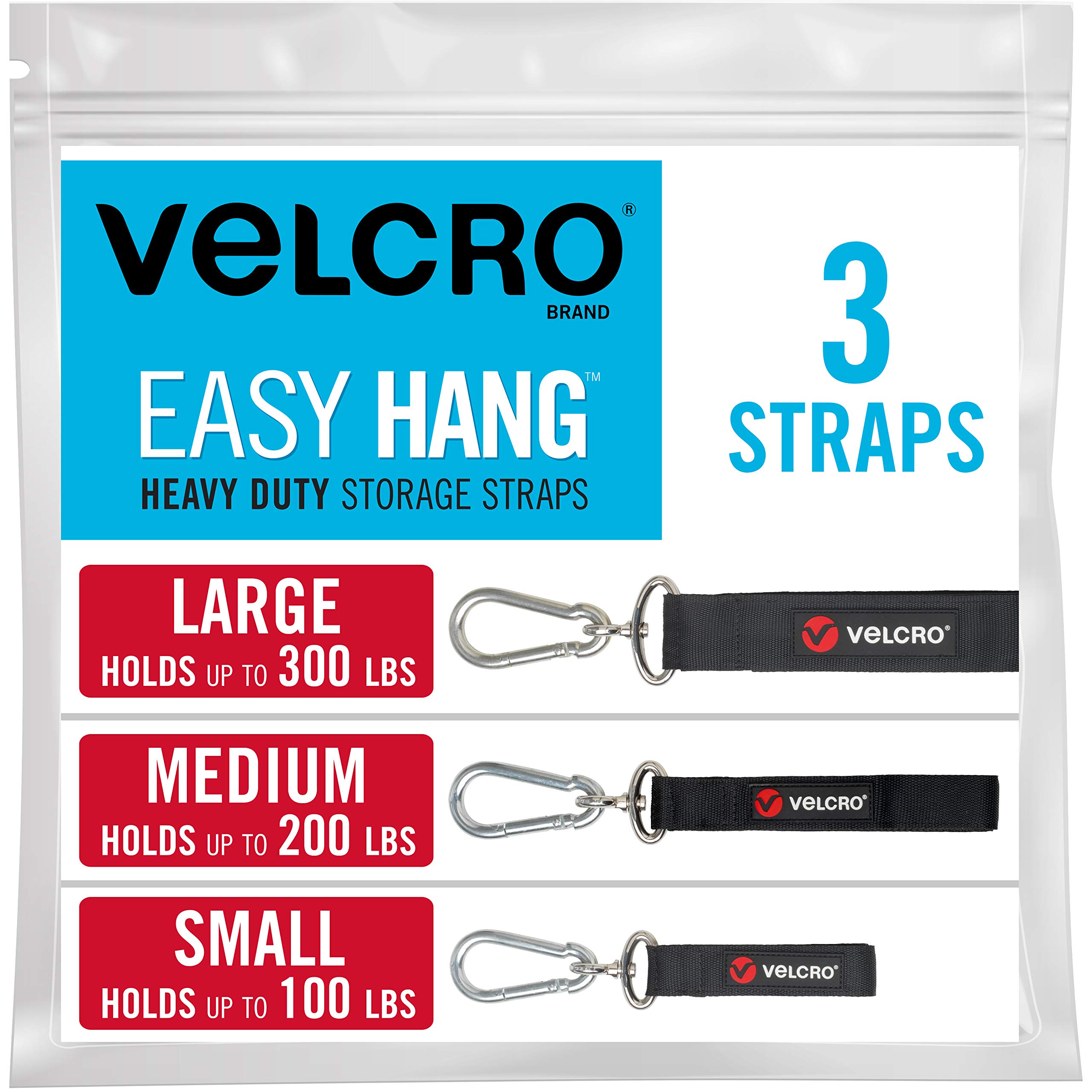 VELCRO Brand VEL-30689-USA Heavy Duty Hook and Loop Straps - 100-300lbs Capacity for Garage Storage, Extension Cord Holder, Pool Hoses & Tools - Black | Ideal for Shed Organization, Workshop, Home Improvement and Outdoor Equipment Management