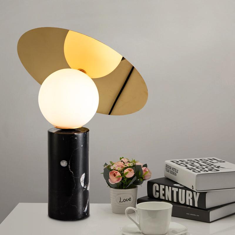 Bola Disc Table Lamp - Modern LED Nightstand Light for Bedroom, Living Room, Office | Dimmable Touch Control, Warm White Light, USB Charging Port